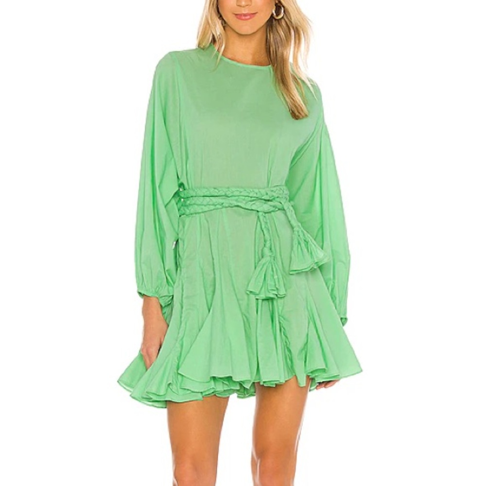 RHODE Vibrant Green Long Sleeve Dress